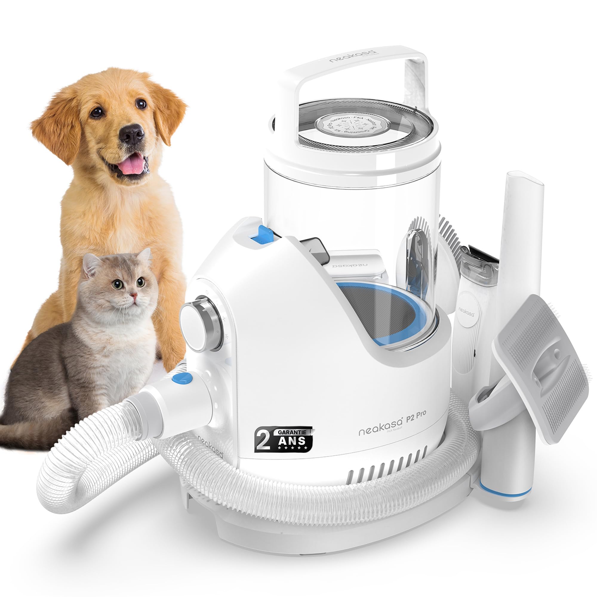 Neakasa P2 Pro Tondeuse pour chien avec aspirateur, tondeuse silencieuse pour chien et chat, nouvelle génération, kit de toilettage professionnel pour animaux de compagnie d'animaux avec 5 outils