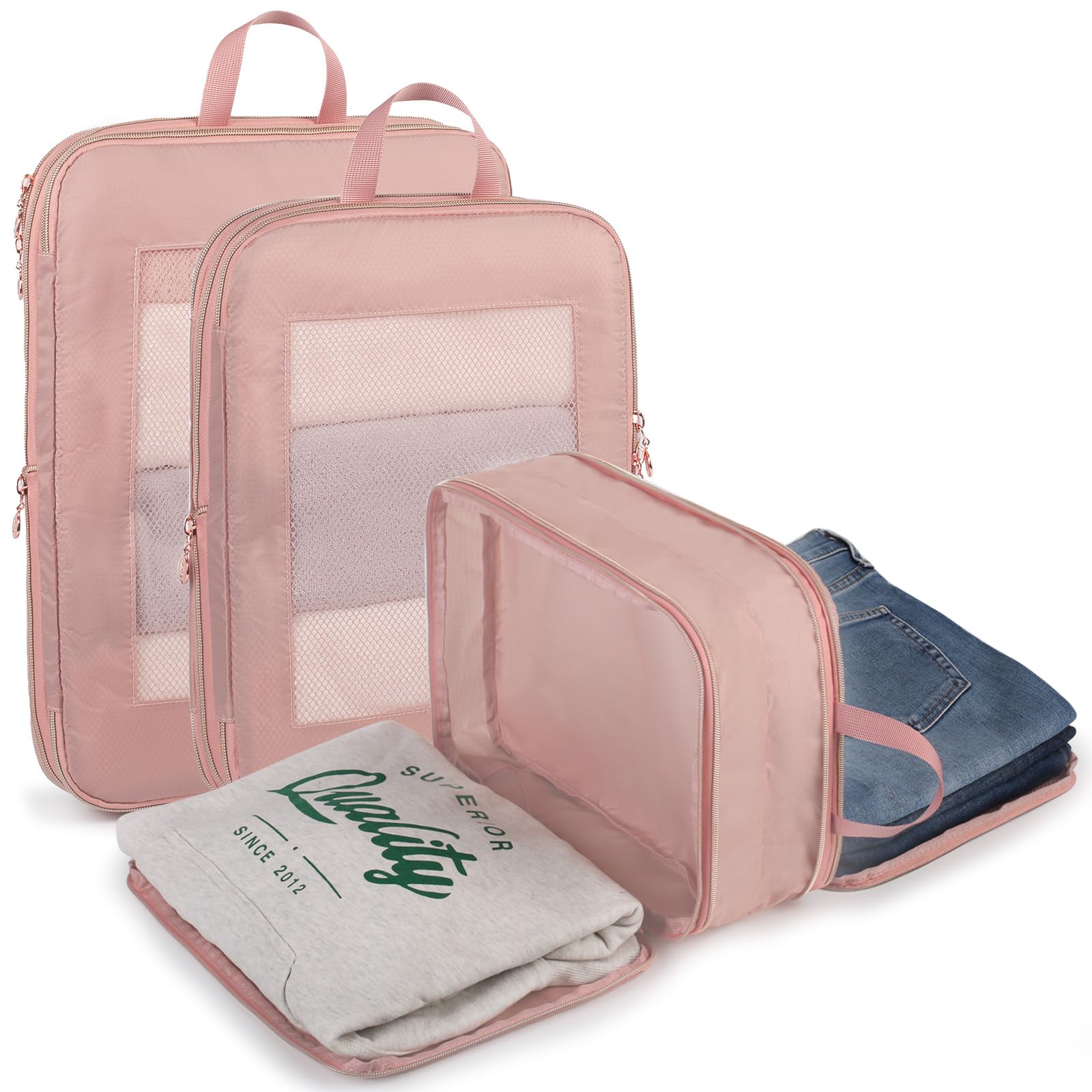 Expandable Double-Sided Compression Packing Cube，3 Set Lightweight Double Deck Organizer Bag Carry on Luggage Backpack Suitcases，Women Travel