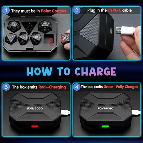 Miniatura 4 de FONVGOGO Dados LED recargables inalámbricos, juego de dados recargables iluminados (colorido)