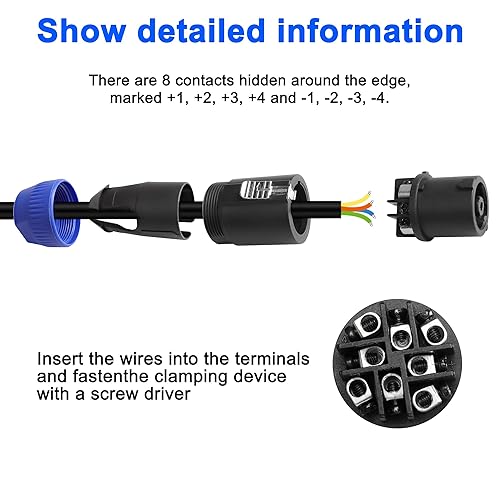 Miniatura 5 de MEIRIYFA Enchufe de conector Speakon de 8 polos, NL4 Speak-On de 8 pines macho de audio de bloqueo giratorio y adaptador de enchufe de montaje en