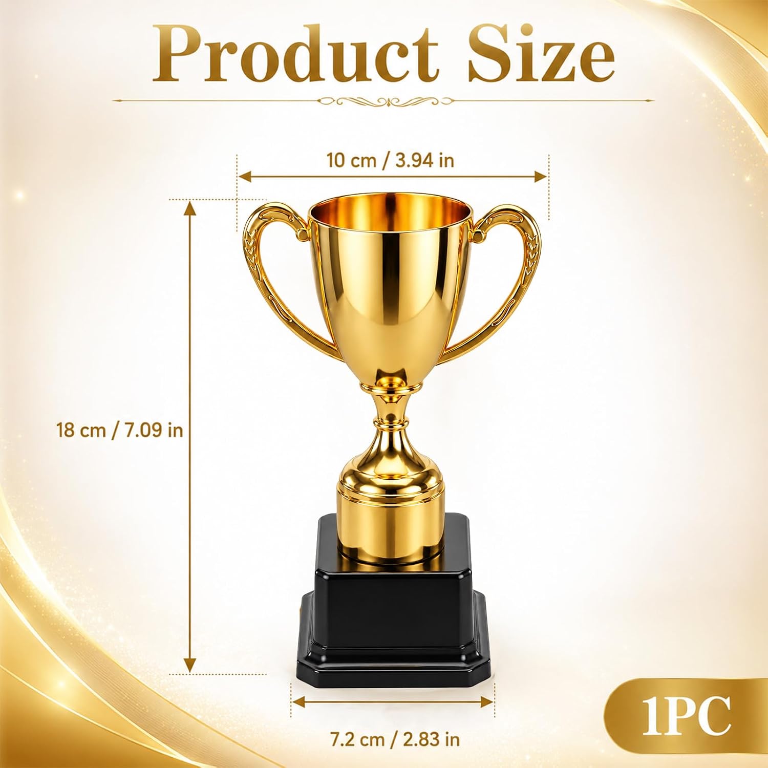 7-Inch Gold Trophy Cup, Mini Plastic Award Trophies for Adults Kids, Sports Competitions, Tournaments, School Events, Party Favors and Celebrations