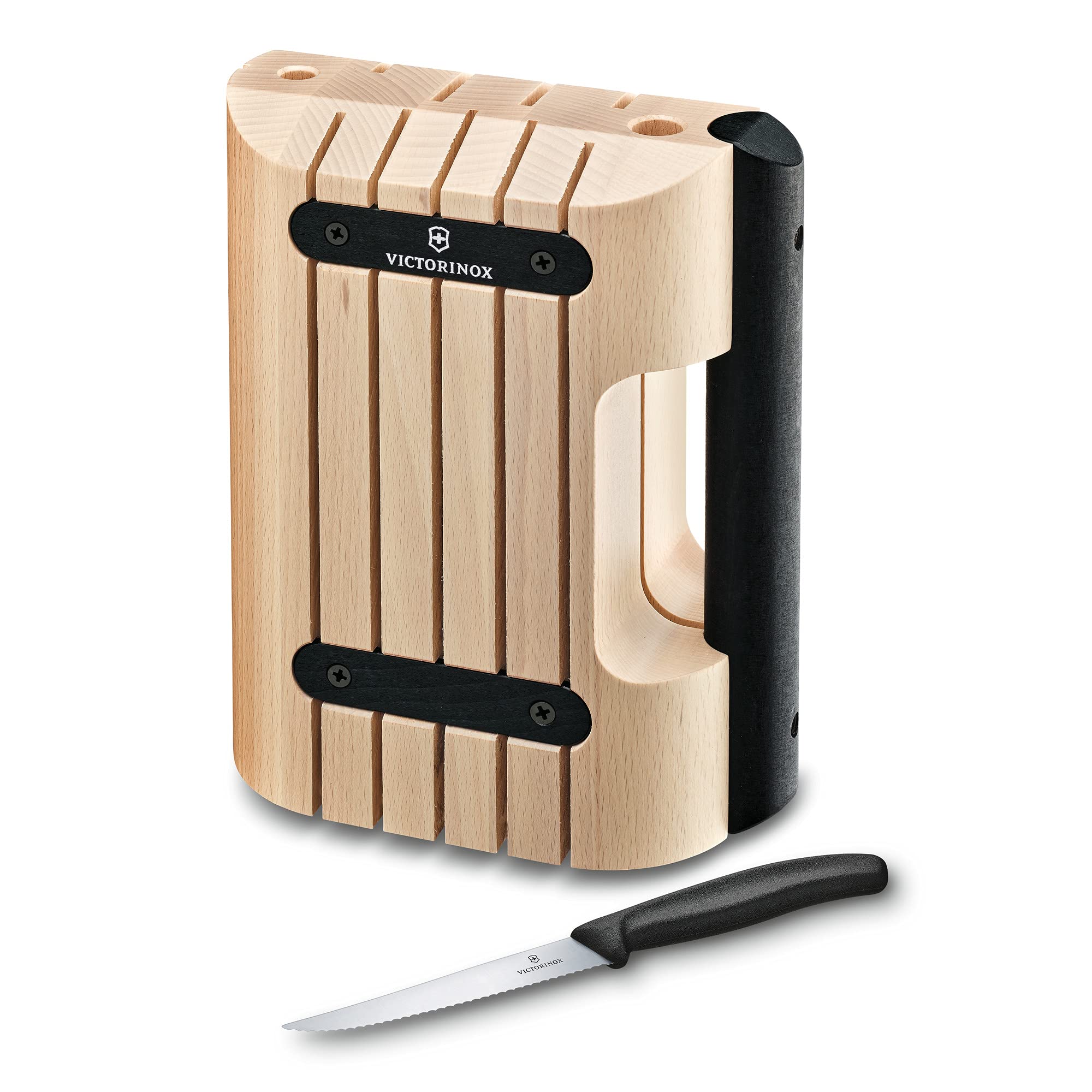 Victorinox Ceppo di coltelli professionale senza contenuto, compatto, spazio per 6 coltelli, custodia per coltelli, in legno, color mandorla-beige