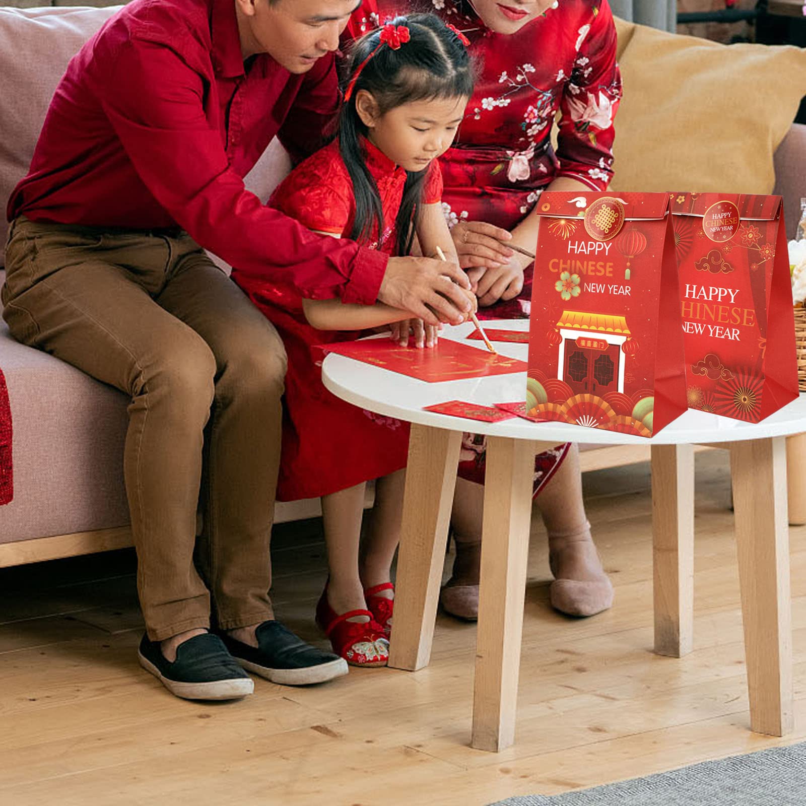 HOWAF 12pcs 2026 Chinese New Year Gift Bags Chinese New Year Horse