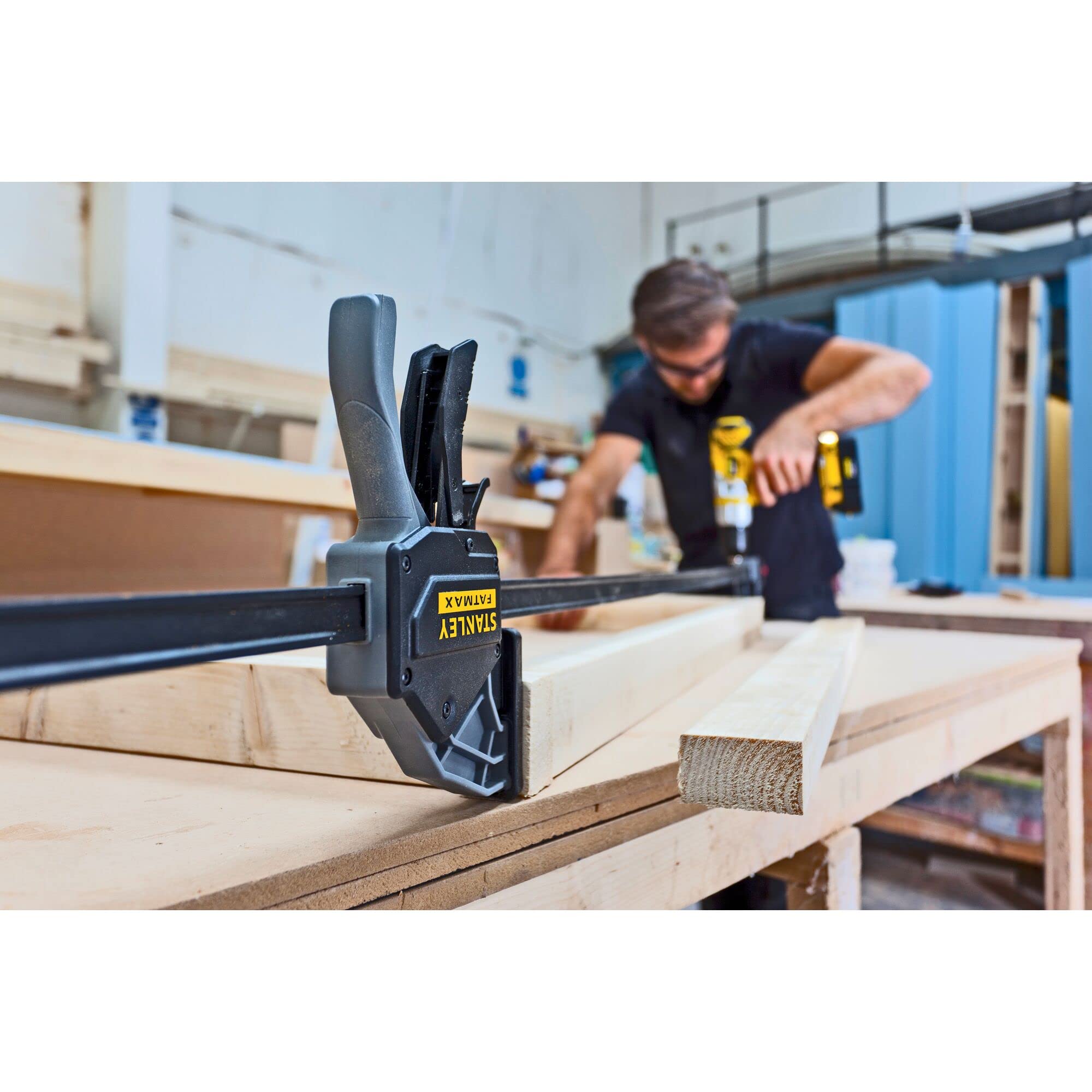 Stanley Fmht0-83240 Serre Joint Gamme FatMax - Travaux De Précision - Rainure En V Pour Maintien Des Tubes - Rail En Acier - Corps En Nylon Renforcé - Fonction Écarteur