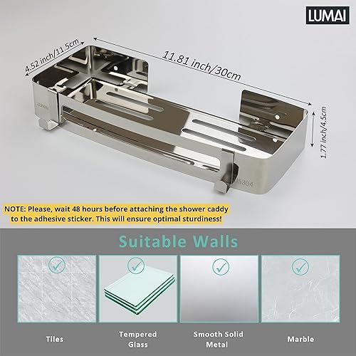 Miniatura 5 de Adhesivo plateado para ducha estante de ducha colgante, soporte para champú para ducha, estante adhesivo de baño, organizador de ducha, organizador