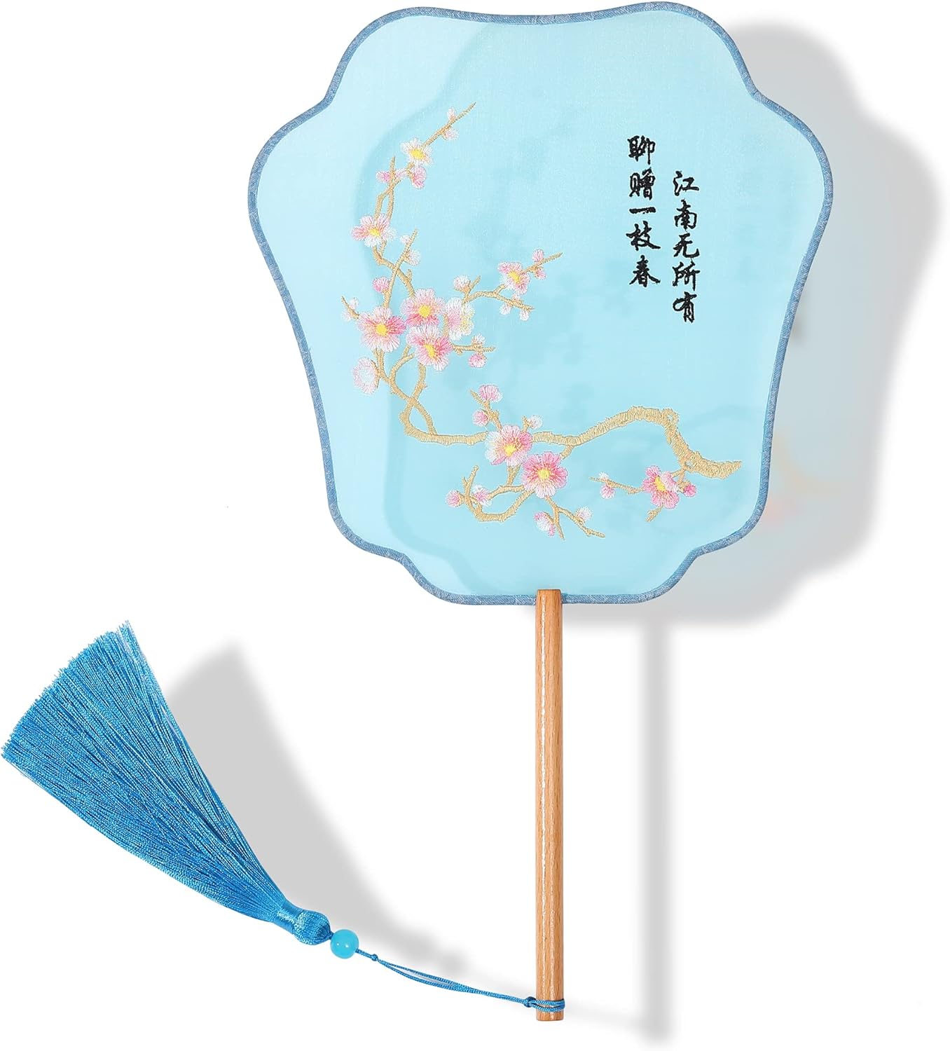 YUELAI Chinese Fan Embroidery Hand Circular Fan, China Ancient Dance Translucent