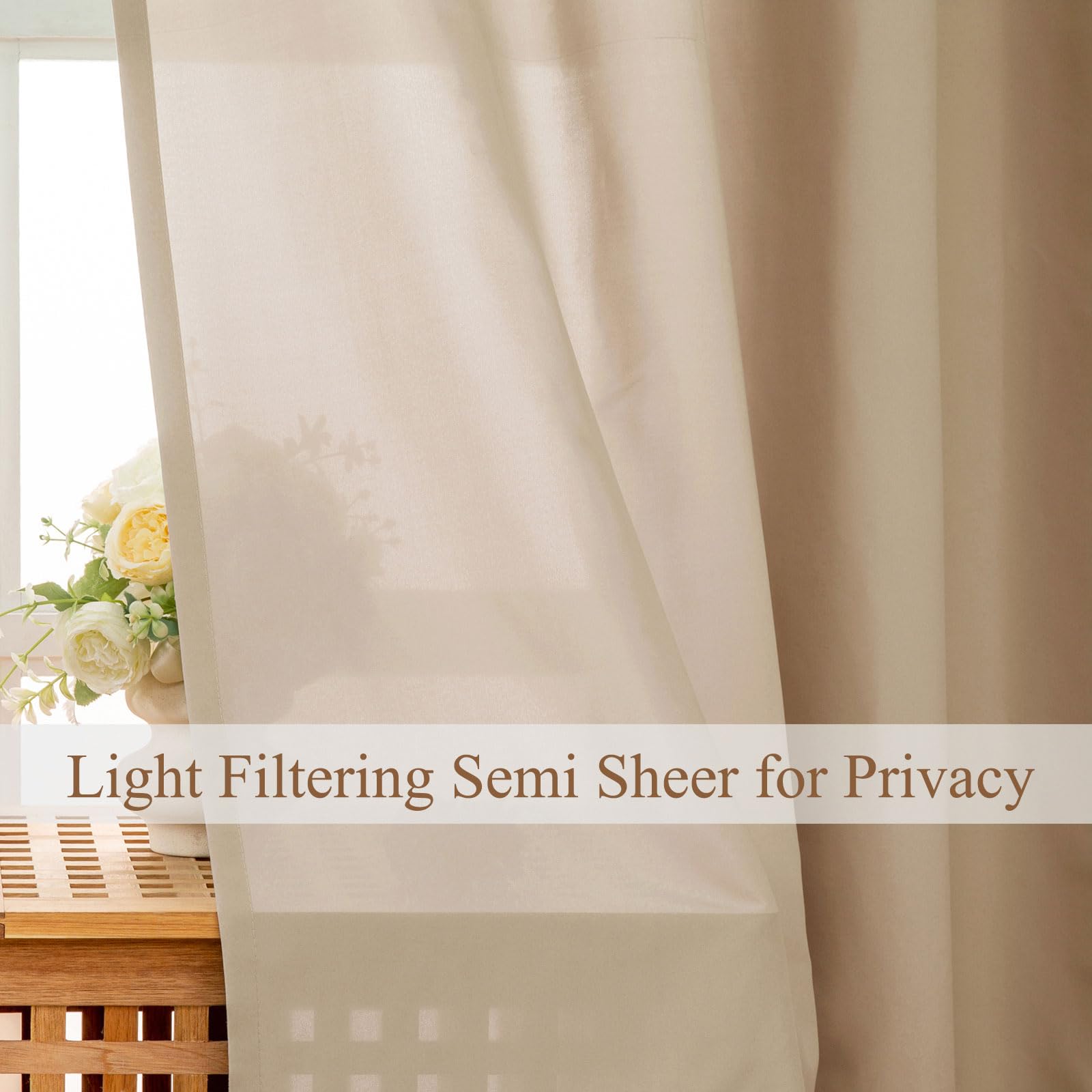 L.Z.E Non-See-Through Curtains Sand Beige - Image 3