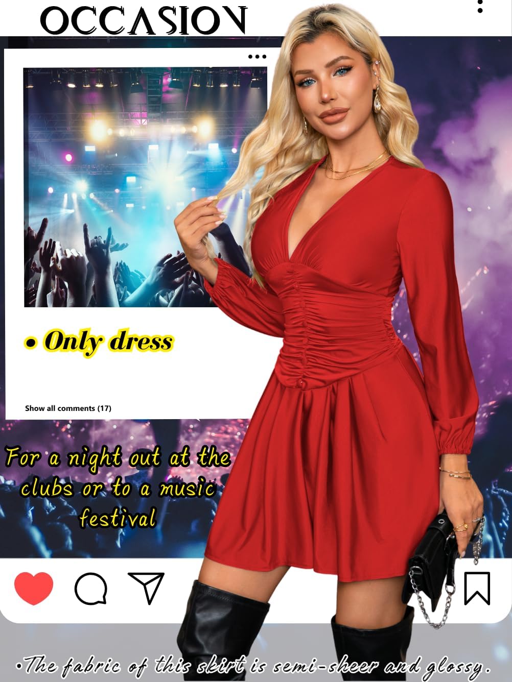 Pleated Mini Dress, V Neck A Line, Semi Formal Cocktail, Smocked Ruched Short Skater Dresses Date Night for Women - Image 5