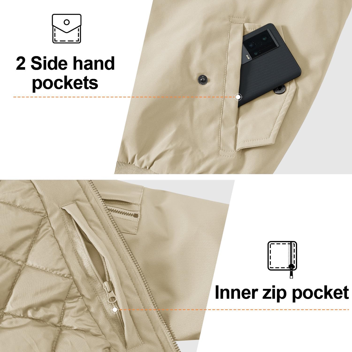 Gopune Men’s Windproof Bomber Jacket Warm Water Resistant Windbreaker Winter Outwear Quilted Jackets Coats