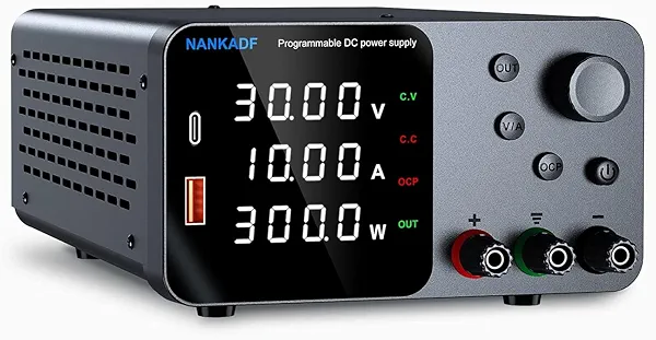 DC Power Supply, 30V 10A Bench Power Supply with Encoder Adjustment, 5V/3.6A USB&Type-C Quick-Charge, Variable Power Supplies with Output Enable/Disable Button, Short Circuit Alarm (0-30V 0-10A)
