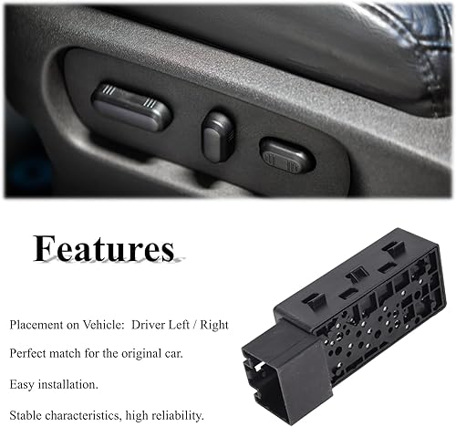 Miniatura 4 de Interruptor de ajuste de asiento eléctrico lado izquierdo del conductor con cubierta Reemplazo de 6 vías #9L3Z14A701A, 9L3Z-14A701-A,