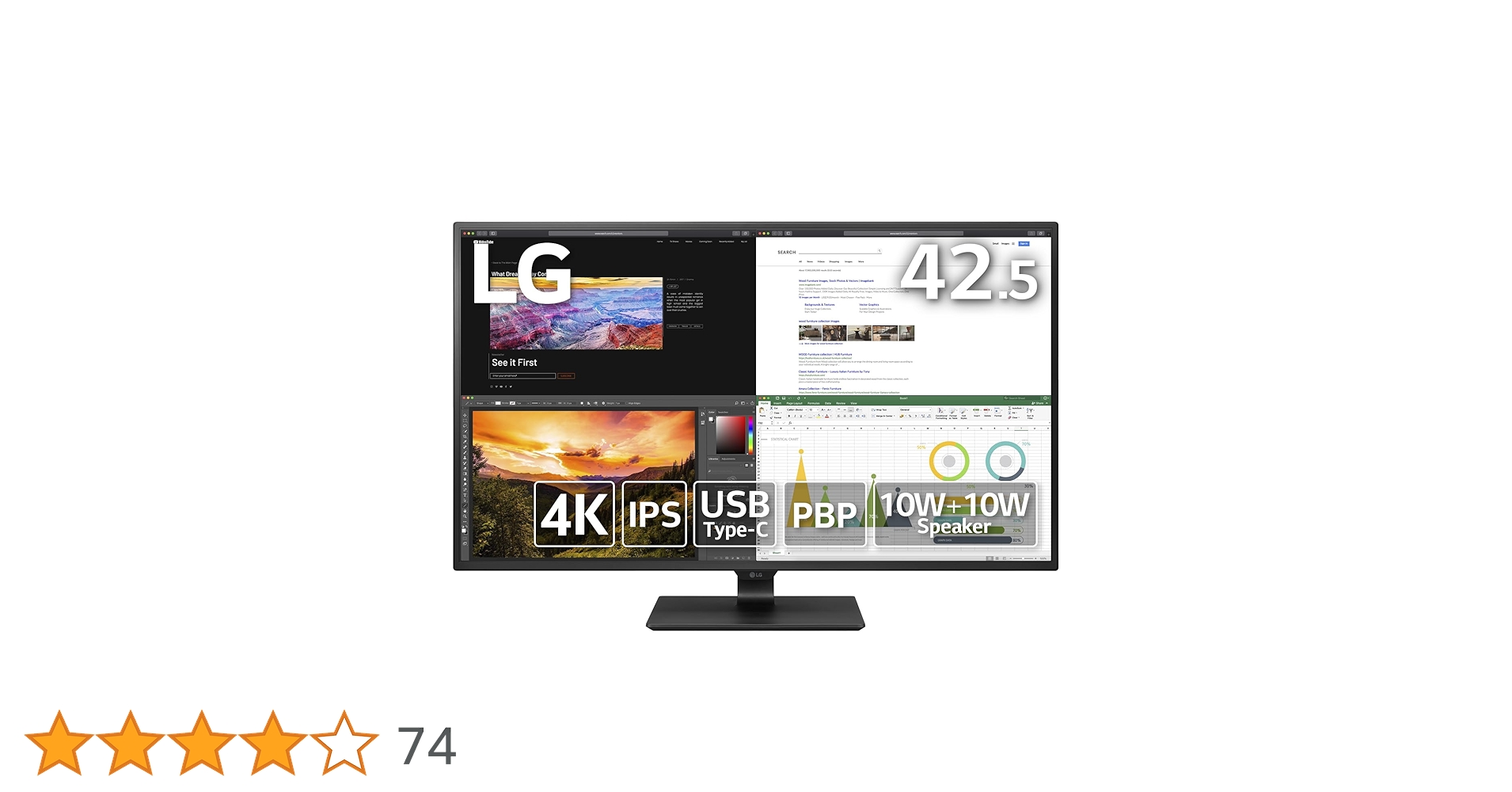 LG 4K モニター 42.5 43un700-bajp 43” 4K UHD IPS USB-C HDR 10 Monitor - 43UN700-B | LG USA