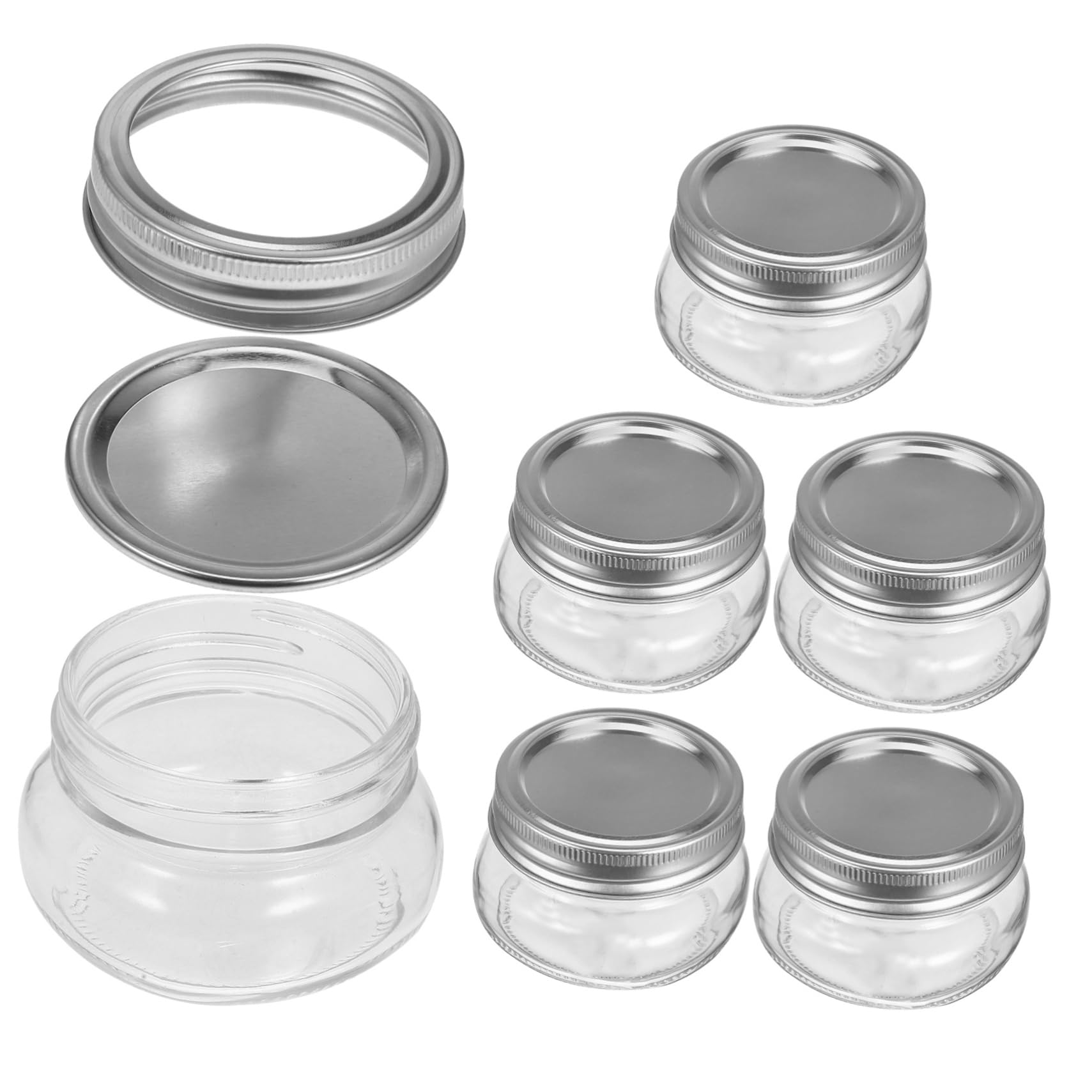 6 Stück Einmachgläser mit Deckel aus Glas 150ml Leicht zu Tragen und Reinigen für Reise Outdoor und Vorratsdosen für Küche