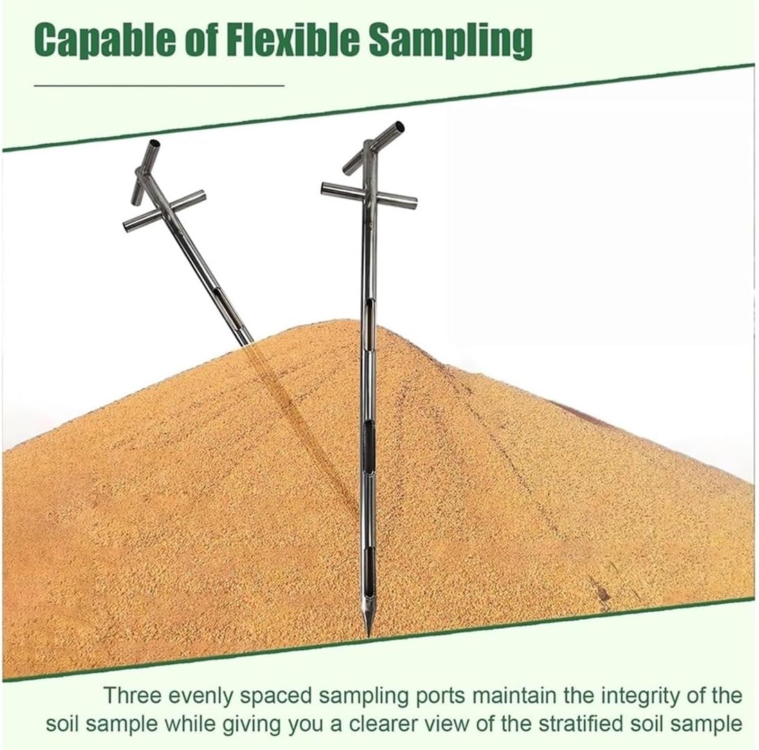 Stainless Steel 3 Slot Grain Probe Sampler, 2.6/3.3/4/5 Ft Length, Durable Fertilizer & Soil Sampling Tool for Garden/Farm, 1.5in Diameter, Solid Construction