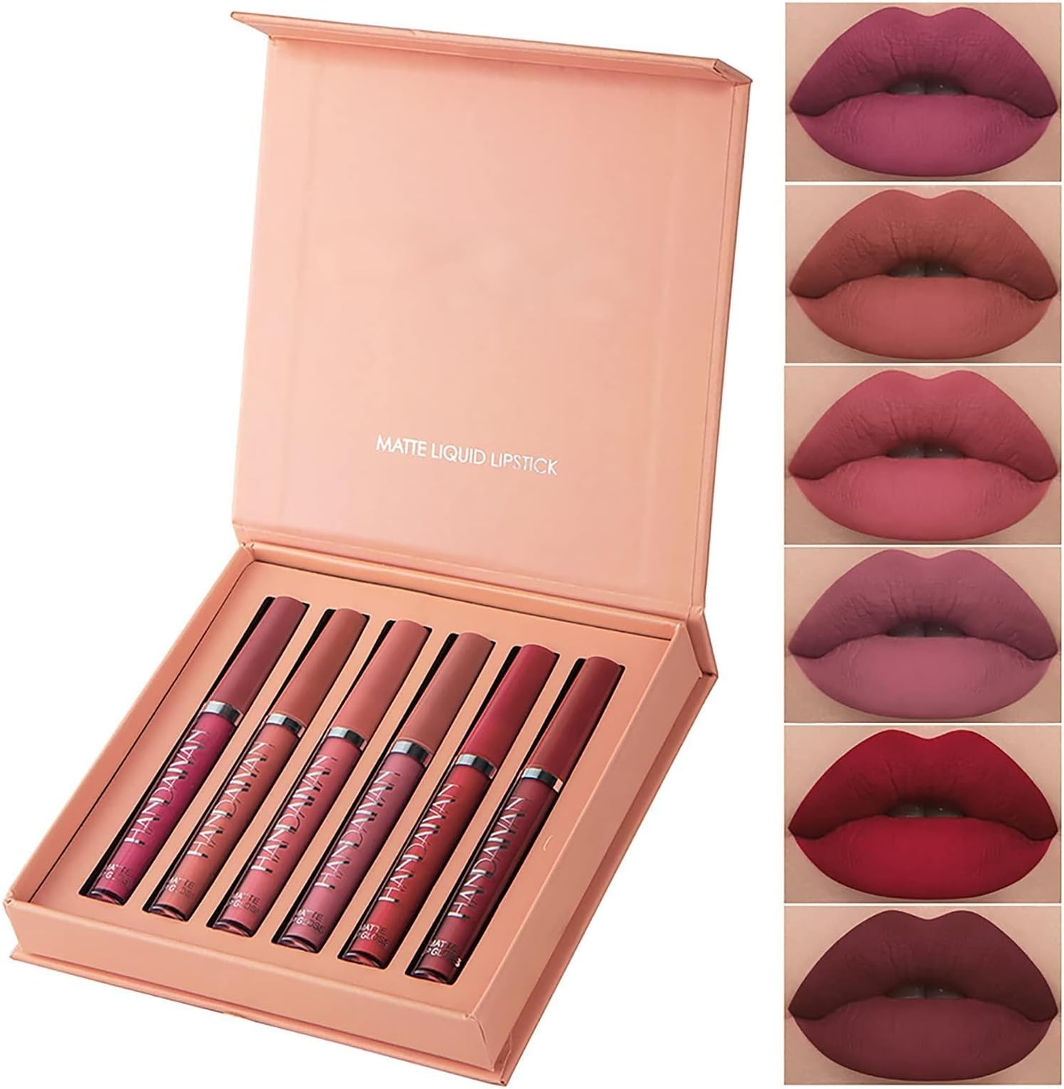 6PCS Matte Liquid Lipstick Makeup Set Matte liquid Long-Lasting and Waterproof Wear Non-Stick Cup Lip Gloss Great Choice and Gift for Woman Girls (A)