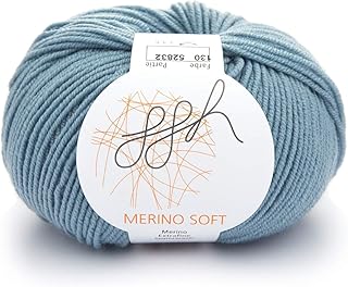 ggh Merino Soft | 100% Lana Merino - Superwash | 50g di Lana per Lavorare a Maglia o all'Uncinetto | Colore 130 - Blu Artico