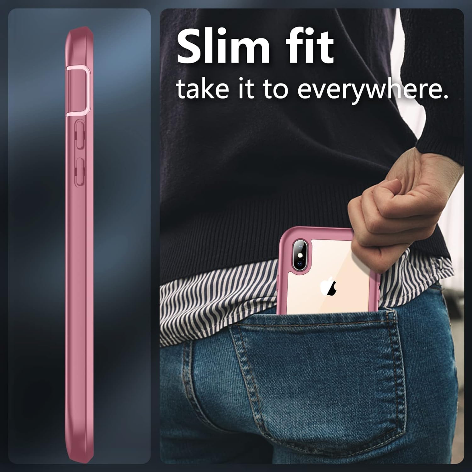 Eonfine for iPhone X Case,Full Body Protection Heavy Duty Shockproof Rugged Cover Skin for iPhone X,for iPhone Xs (Pink)