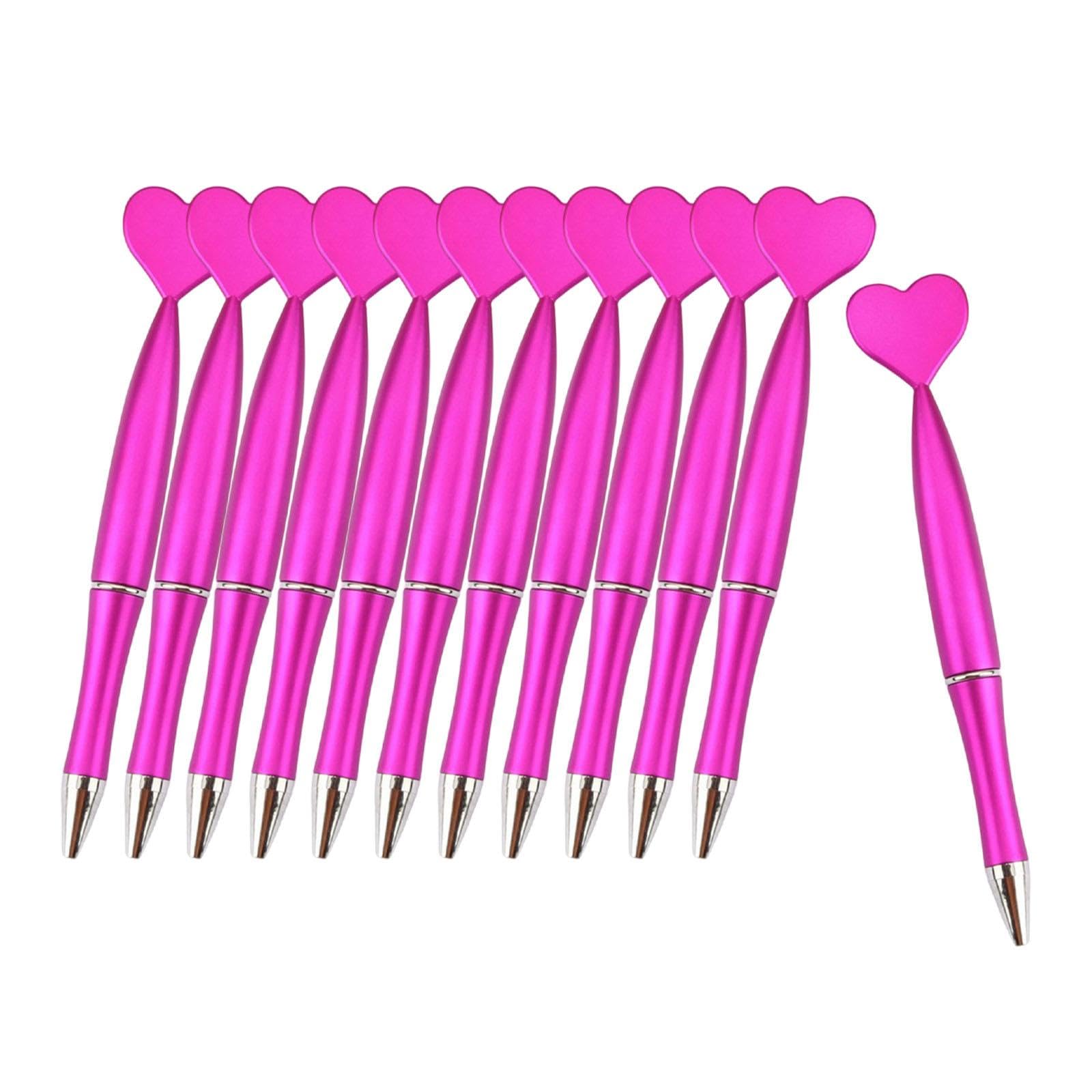 Colcolo 12Pcs Valentine's Day Heart Shaped Pens Ballpoint Pens Sturdy Black Ink for Party Supplies Scrapbooking Diaries Notes Office, rose red