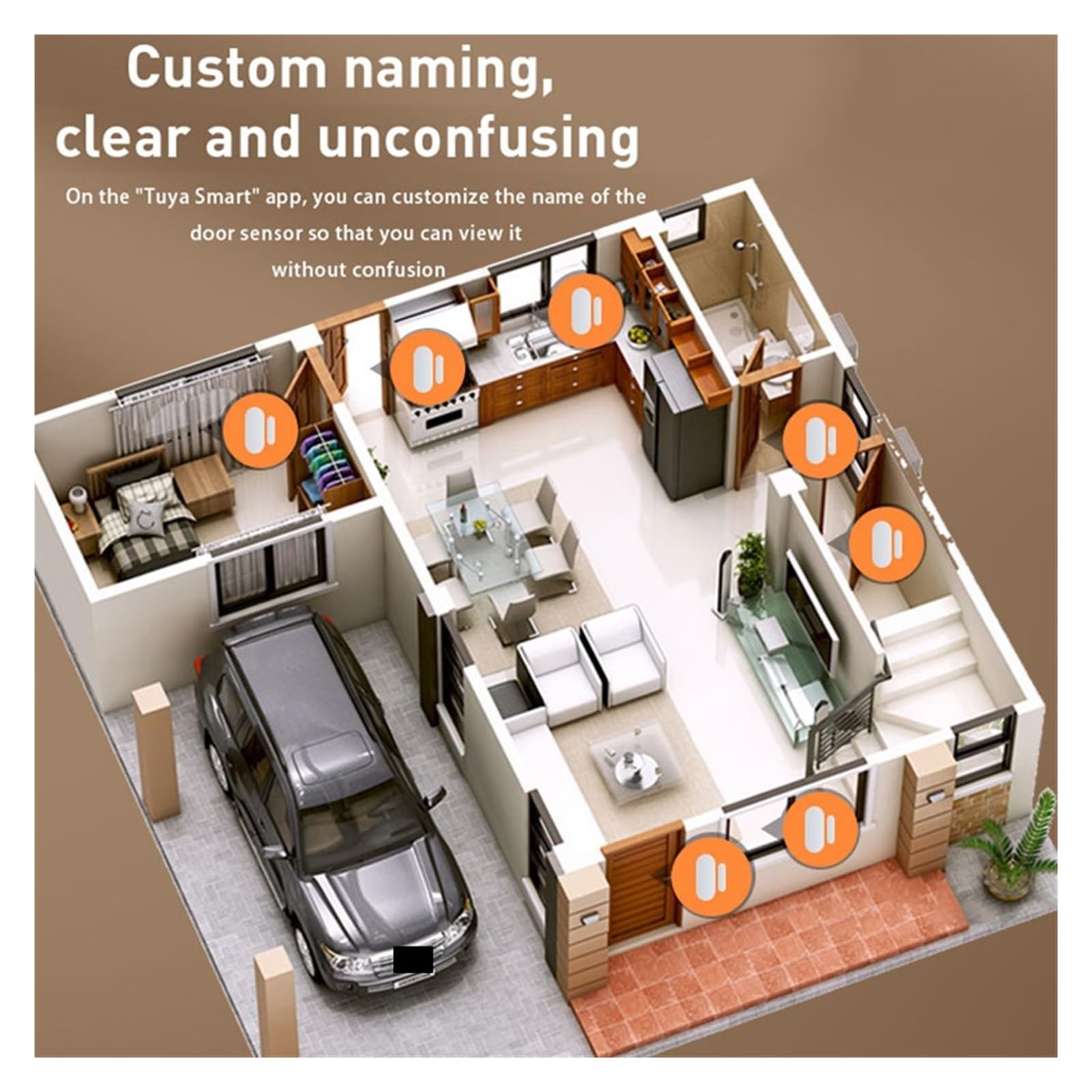Sensor de puerta Tuya ZigBee, Detector de seguridad for el hogar inteligente, alarma, Sensor de ventana, Monitor remoto de vida inteligente Alexa(5pcs Door Sens)
