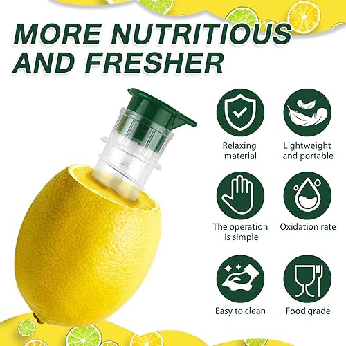 Miniatura 5 de Exprimidor de limón con tapa de rosca, 4 exprimidores manuales con filtro integrado, exprimidor de lima para naranja limón, lima, portátil, fácil de