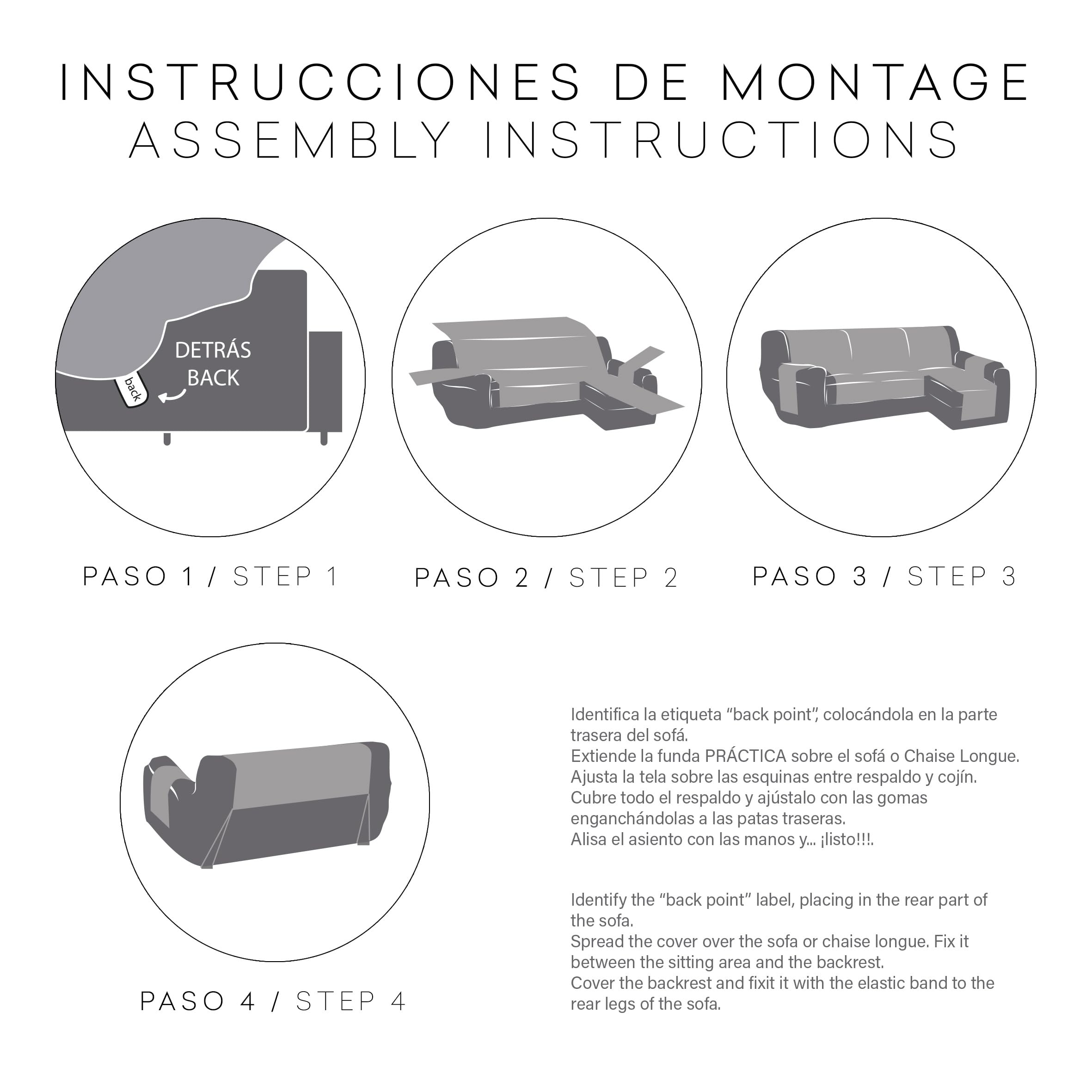 Eysa Practical Chaise Longue Cover Argento 240 cm