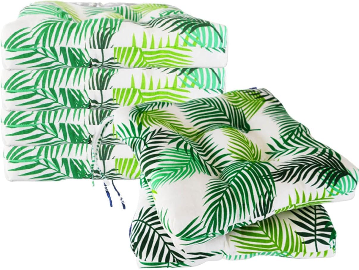 Cojines para Silla, 45x45x7 CM, Efecto Tridimensional, Relleno de 100% Fibra Hueca, Ideal para Comedor, Terraza, Sala y Restaurante, Fabricado en España (2, Ramas Verdes)