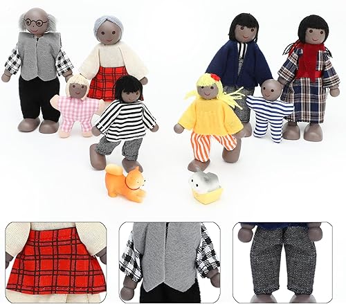 Miniatura 2 de ONEST Juego de 10 piezas de casa de muñecas de madera para la familia, mini figuras de personas, muñecas de casa de muñecas, muñecas de madera,