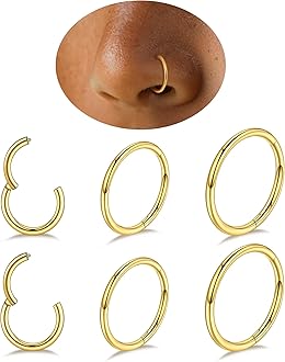 Leocuci Nose Piercings Studs Hoop Nose Rings for Women Gold Plated