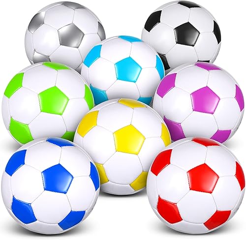 8 Pcs Sports Soccer Balls with Pump Size 3 4 5 Training Footballs for Kids Toddlers Teens Adults Soccer Players