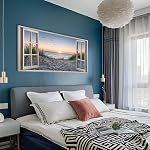 Wall Decorations for Living Room - Beach Wall Art Ocean Decor Fake Windows Beach Themed Seascape Sunrise Bathroom Pictures for Wall Coastal Wall Decor Large Canvas Art Wall Decor Stretched 24x48inch