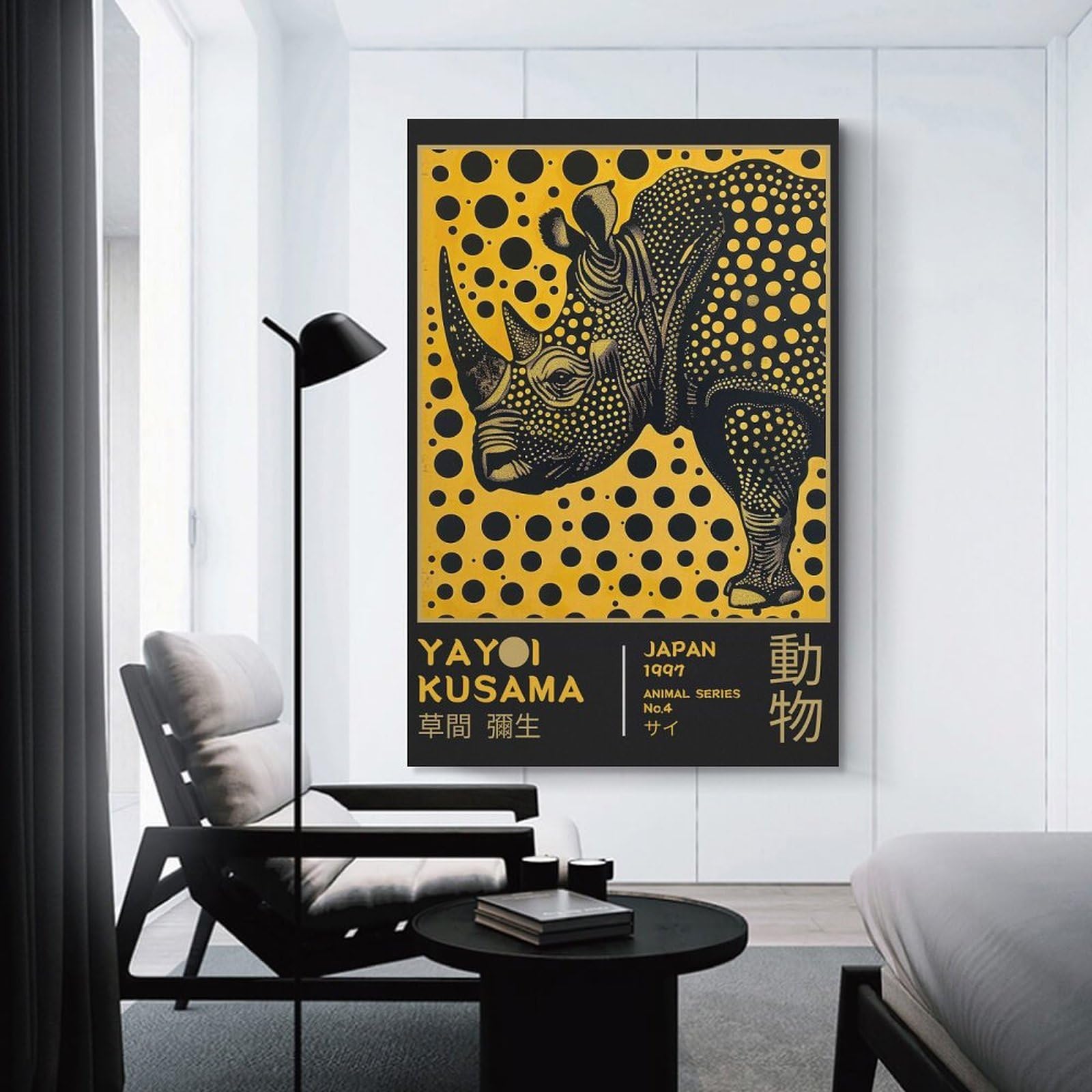 Junmoney Unframe-Style-20 Hanging Wall Art Yayoi Kusama Rhino No.4 Exhibition Print, 20X30inch(50X75cm), For Gallery Wall Layouts In Home Or Office, An Easy Match For Collected Prints