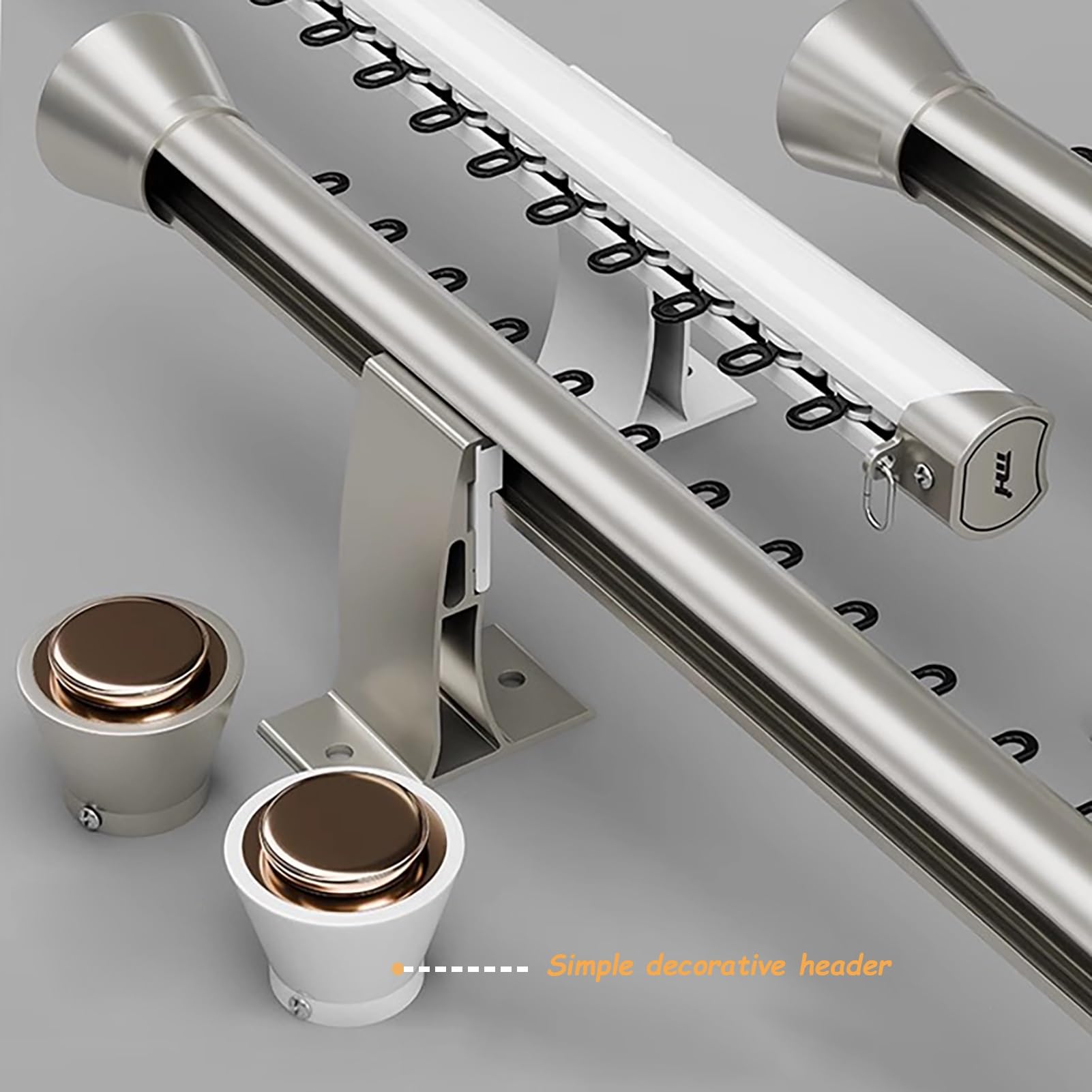 Heavy Du Double Track ain Rod – Soporte de pared para ducha y cortina de 20 pies con deslizadores – Perfecto para uso doméstico, hospital y hotel – Diseño blanco resistente