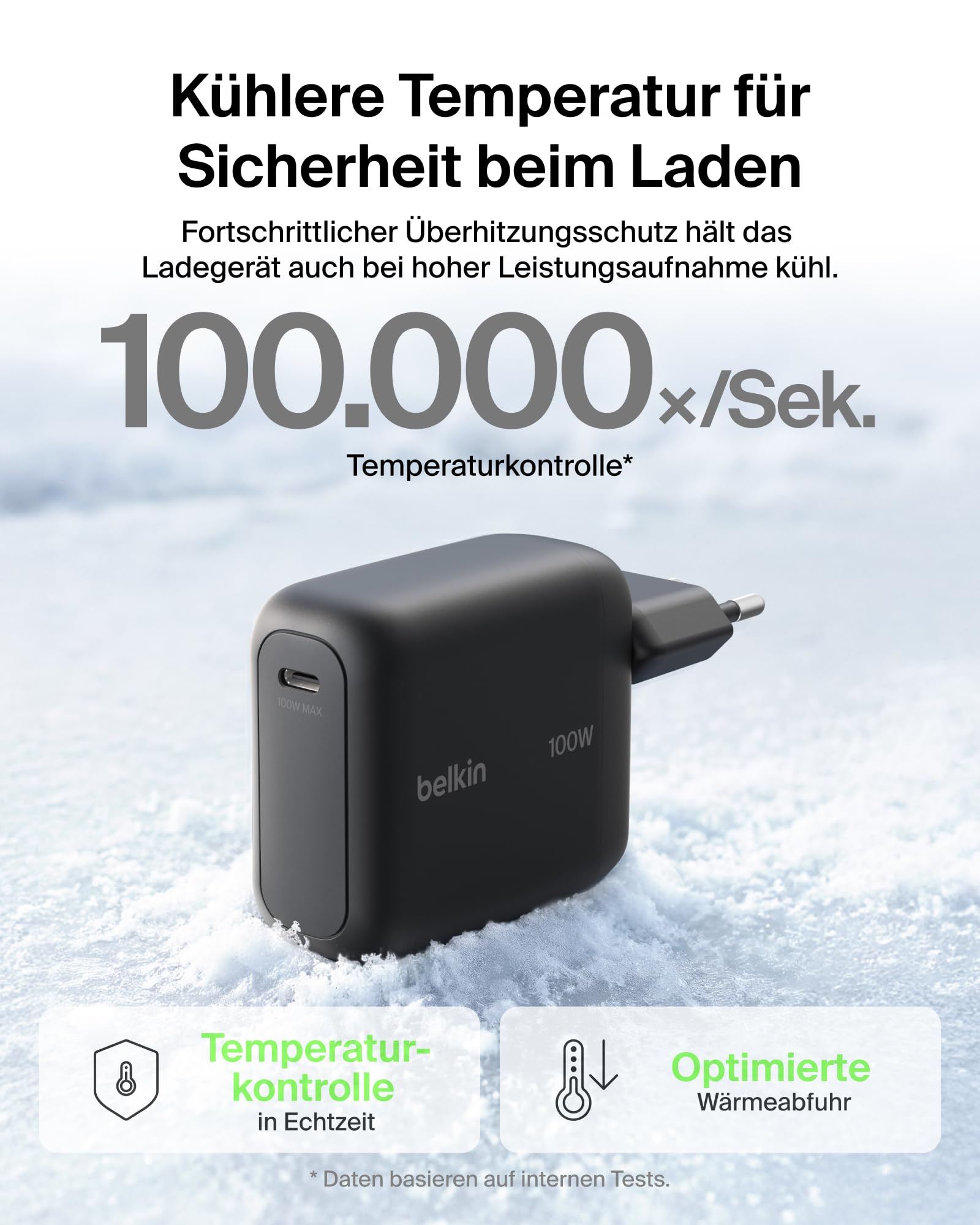 Belkin BoostCharge USB C Ladegerät, 100W, Kompaktes GaN Schnellladegerät mit Einklappbarem Stecker, Netzteil für iPhone 17, Samsung Galaxy S26, Pixel 10, AirPods, Tablet, MacBook, Chromebook – Schwarz
