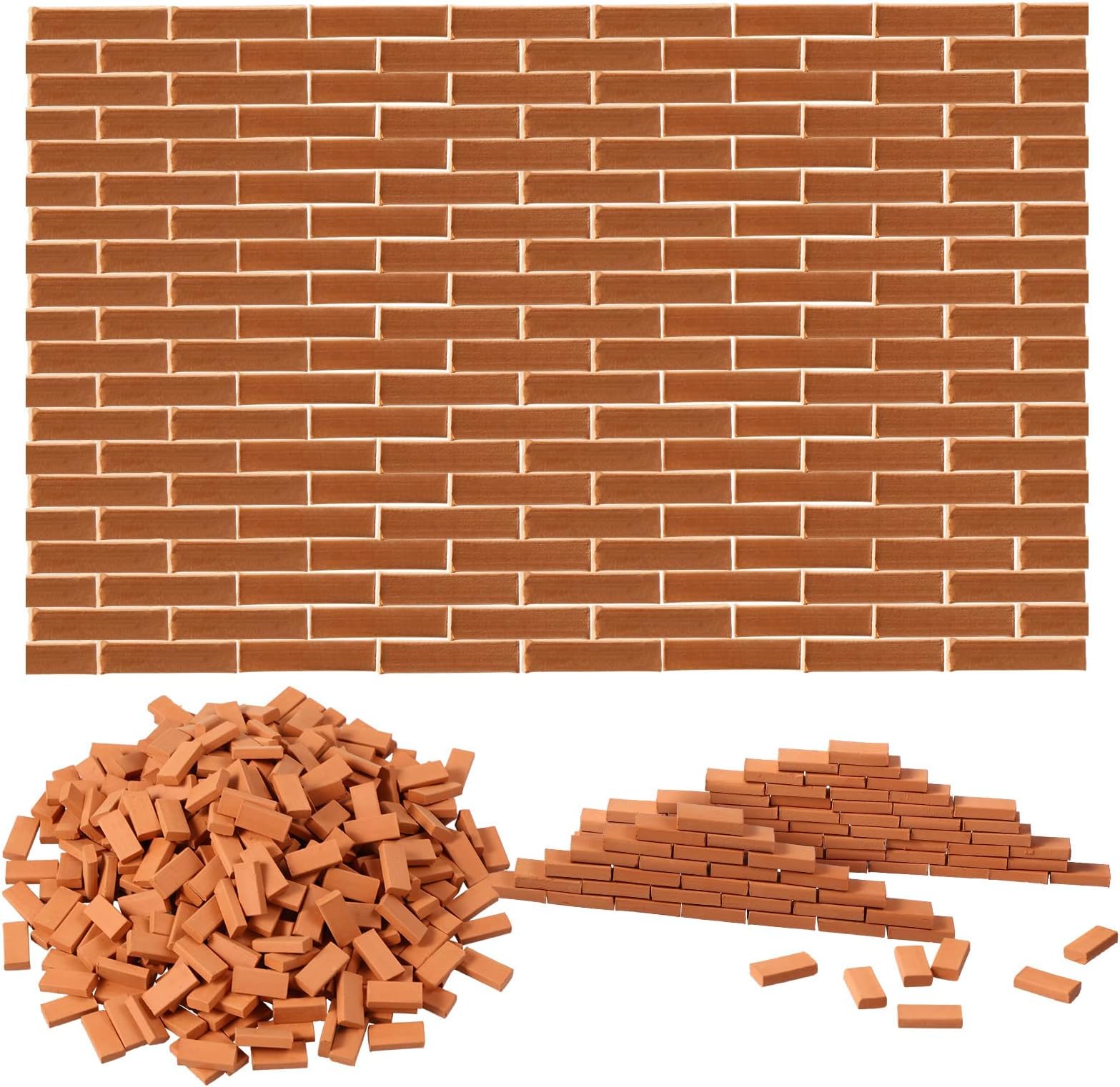 200 Pieces Mini Bricks Tiny Bricks for Landscaping Red Miniature Bricks Model Brick Wall Small Bricks for Crafts Realistic Fake Bricks Mini Blocks for Dollhouse Mini Garden Accessories,1/35 Scale