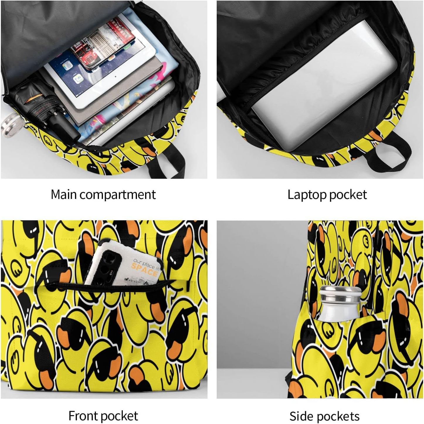 Duck Pattern Backpack Book Bags Lightweight Casual Laptop Backpacks Travel Daypack For Man Woman - Image 7