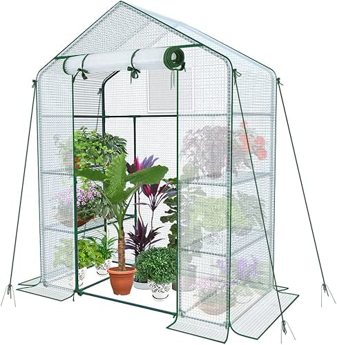 VOUNOT® Serre de Jardin PE avec Étagères 3 Niveaux Serre