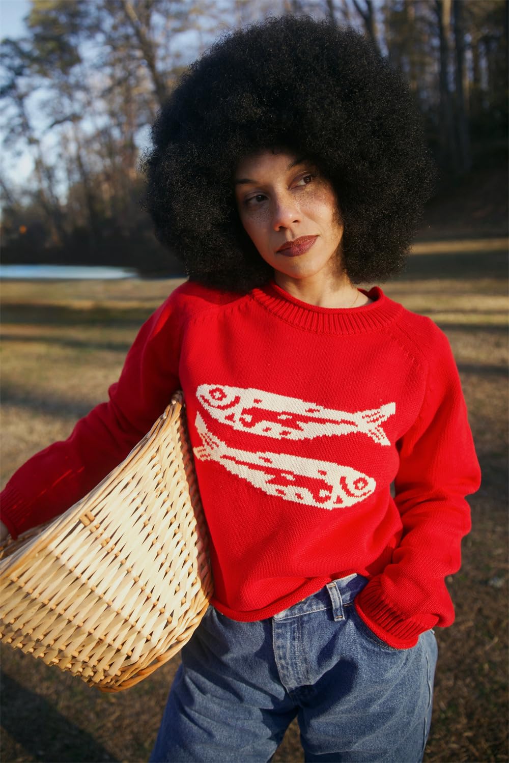 Genérico Jersey Oversize Mujer con Estampado de Peces,Casual para Otoño