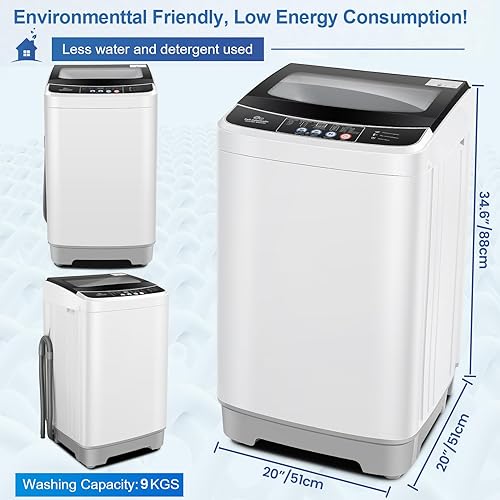 Miniatura 7 de Nictemaw Lavadora portátil de 20 libras de capacidad, 2.8 pies cúbicos, lavadora y secadora portátil con 10 programas y 8 selecciones de nivel de