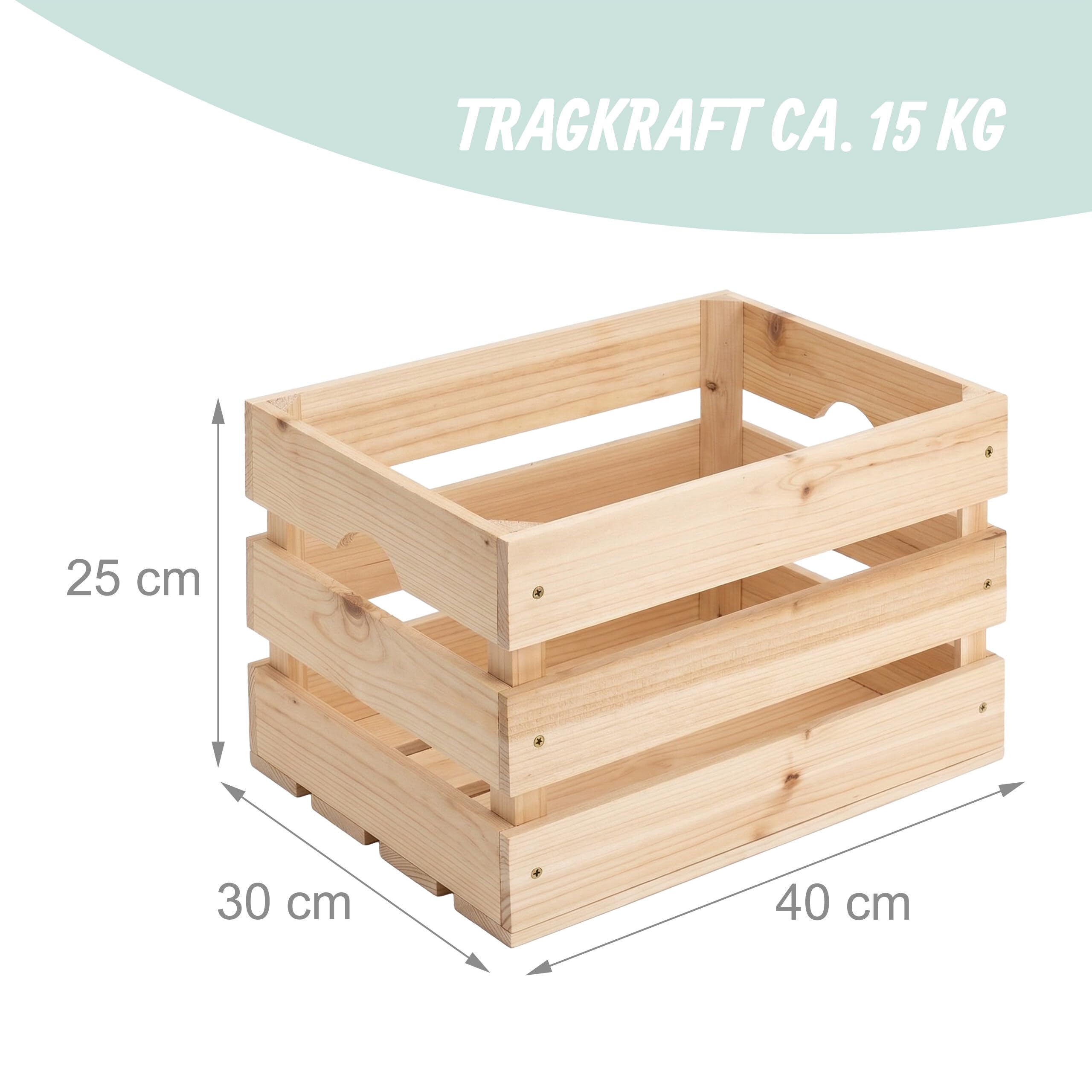 Relaxdays Holzkiste 3er Set, Lagerkisten Vintage, HBT: 25x40x30 cm, Natur