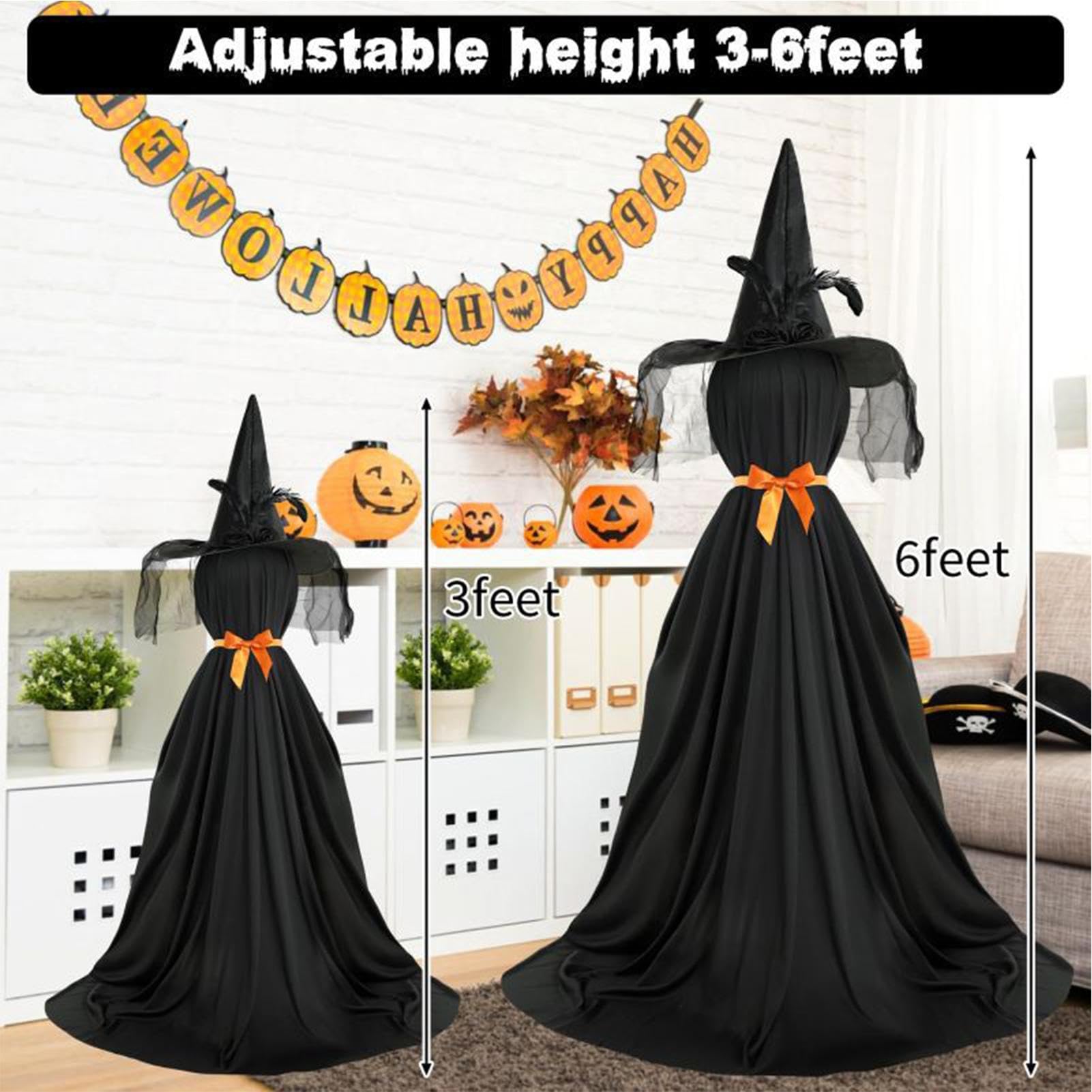 Halloween Trawnik Witch | Świąteczne oświetlenie czarownic | Dekoracyjna latarnia czarownicy | Dekoracje LED o tematyce Halloween | Światła sylwetki czarownicy | Upiorne dekoracje