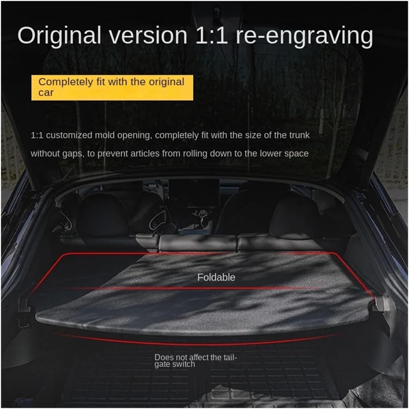 Trunk Cover Curtain Partition Tailgate Accessories Outdoor Camping Folding Table Rear Racks Organizador Compatible with Tesla Model Y(Suit)