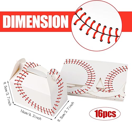 Miniatura 2 de CCINEE Cajas de golosinas de béisbol, 16 unidades con temática de deportes de béisbol, caja de regalo de fiesta de 6.2 pulgadas, bolsas de cartón