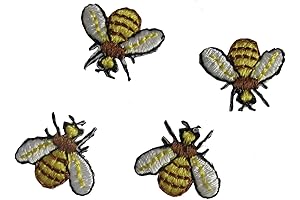 Cute Bee Embroidery Iron On Patch for Clothing and Accessories(4 Pack)