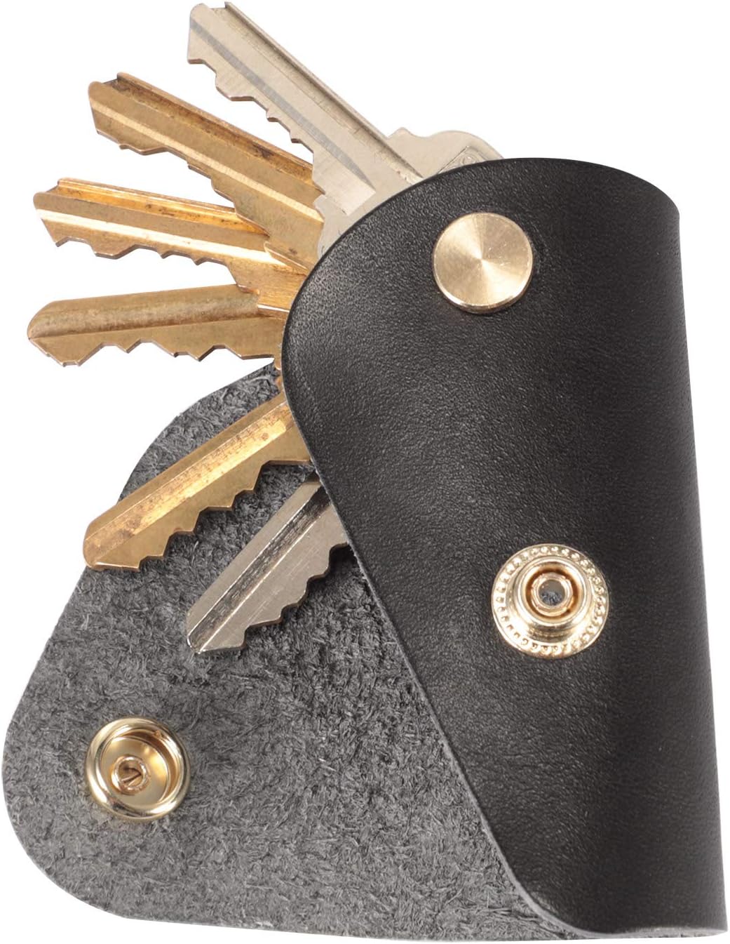 Leather Key Holder,JEXICASE Smart Key Organizer Package, EDC Stainless Steel Tool Holder, Secure Locking Mechanism for up to 10 Keys Black