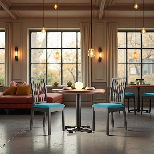 Miniatura 2 de Deisy Dee Fundas de asiento de terciopelo para sillas de comedor, juego de fundas para sillas de comedor (4, turquesa)