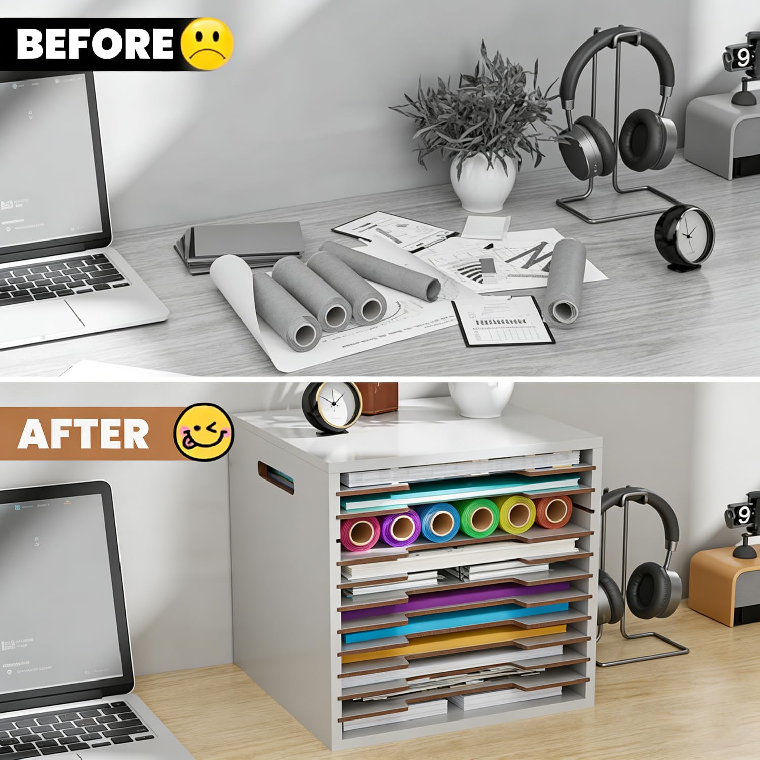 Scrapbook-Papierorganizer,12-Ebenen Aktenordner-Aufbewahrungsmappe,Papier Organizer,Schreibtisch-Scrapbooking-Papierrack Für Papierformate Bis Zu 12 x 12 Zoll,Für Scrapbooking-Aufbewahrung,Sammelalben