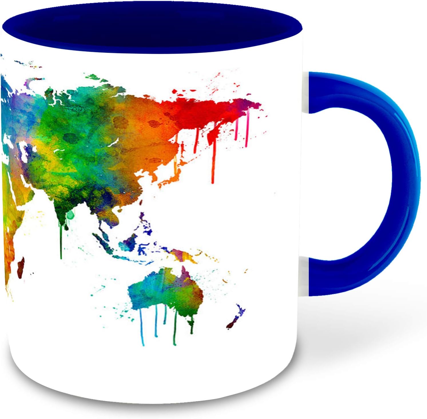 WHATS YOUR KICK World Map Inspiration Printed Dark Blue Inner Colour Ceramic Coffee Mug- Best World Map, for Boy/Girl, Best Gift, Educational | Map, Travel (Multi 3)