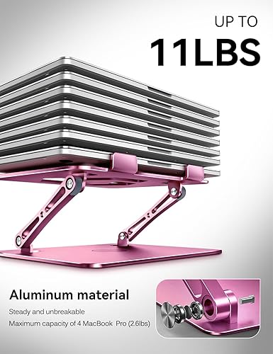 Miniatura 4 de ivoler Soporte ajustable para laptop con base giratoria de 360, soporte ergonómico para computadora portátil, elevador plegable y portátil, adecuado