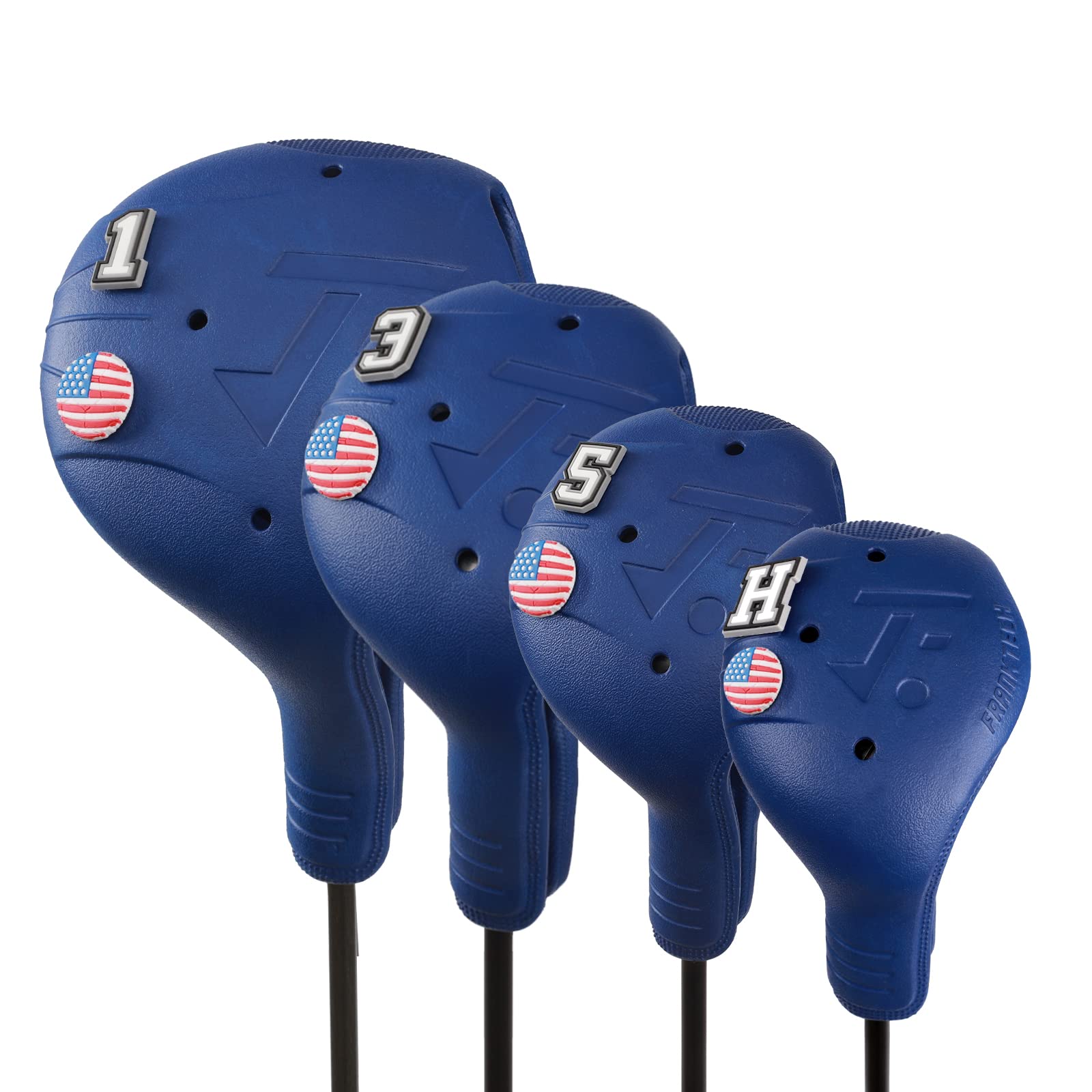 Golf Head Covers, EVA Plastic Golf Club Covers for Driver Fairway Woods Hybrid, Driver Headcover with Pins, Fit All Right-Handed Golf Clubs, Easy On Off, Washable