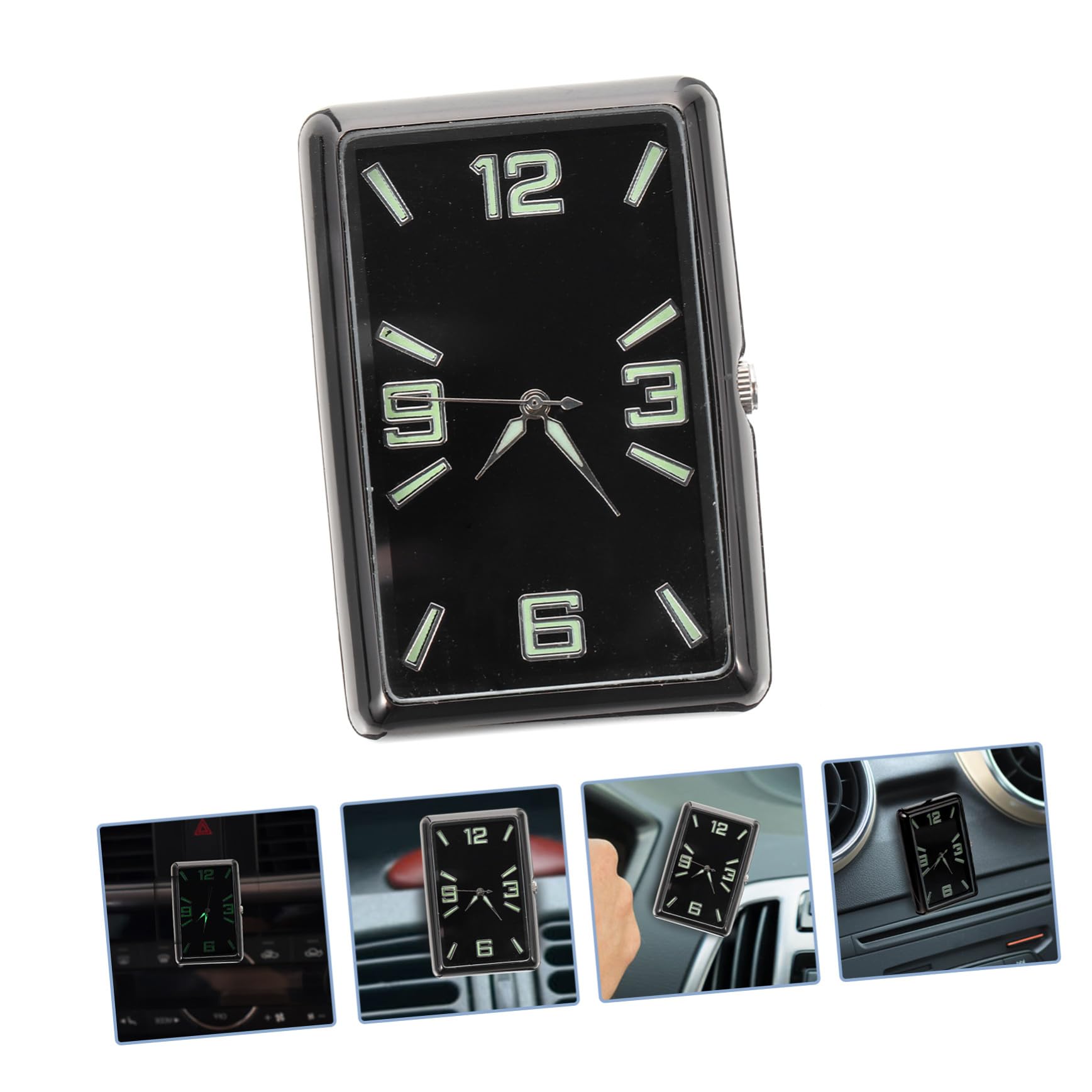HANABASS Reloj Analógico Batería de Botón Cuadrado para Salpicadero de Coche Aleación y Vidrio Diseño Simple y Elegante para Oficina y Escuela